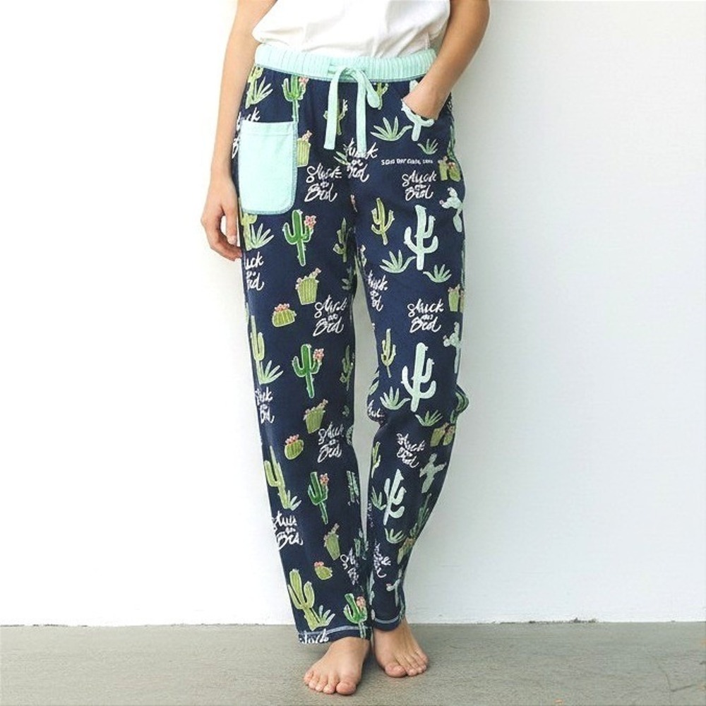 Lazy One Zion National Park Cactus‎ Stuck in Bed Pajama Pants Navy Blue Small